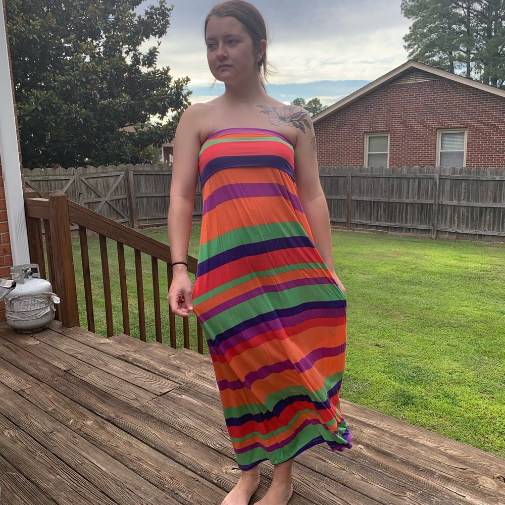 Willi Smith striped spandex tank dress